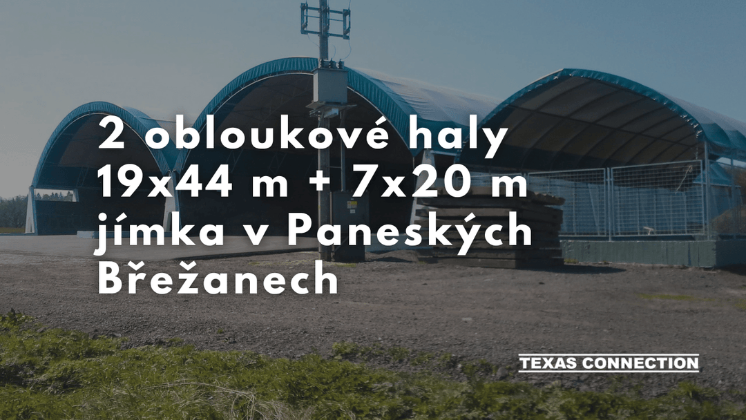 Obloukové haly 19x44 m a zastřešení jímky v Panenských Břežanech