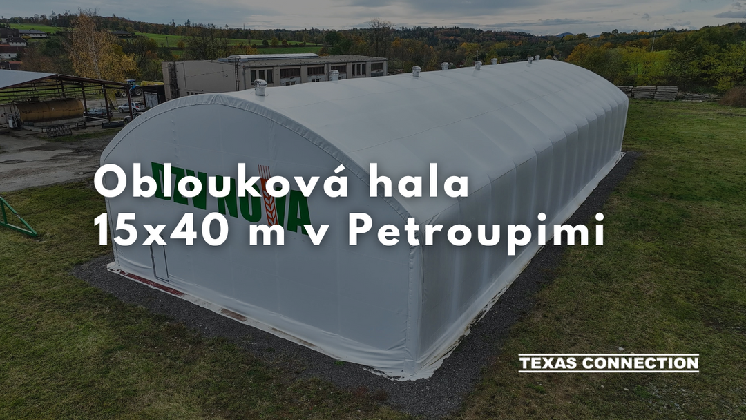 Oblouková hala 15x40 m v Petroupimi pro DZV NOVA a.s.