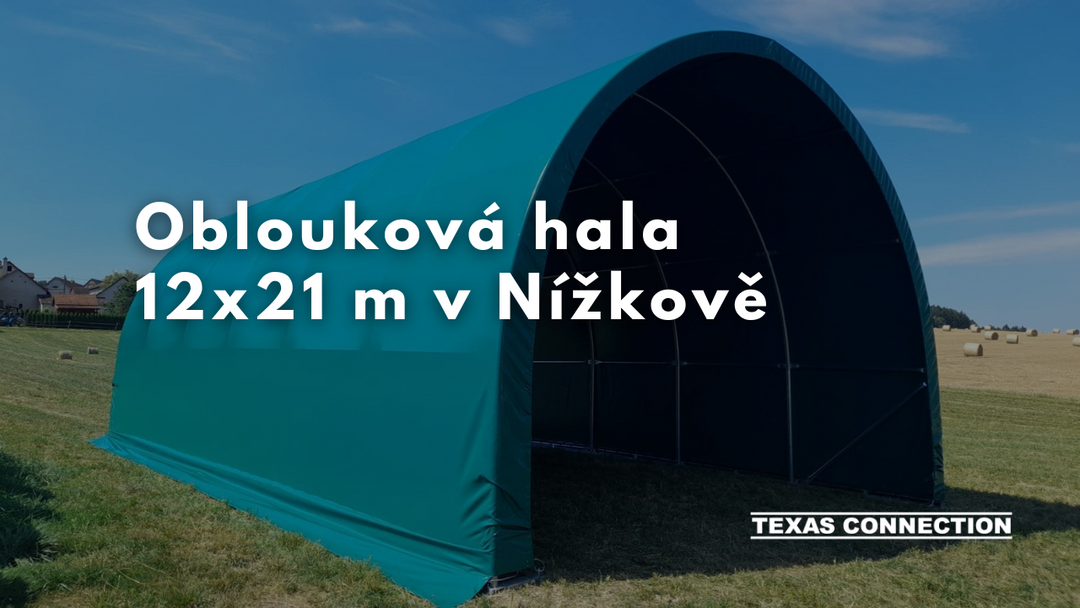 Oblouková hala 6,45x12 m v Nížkově pro skladování sena