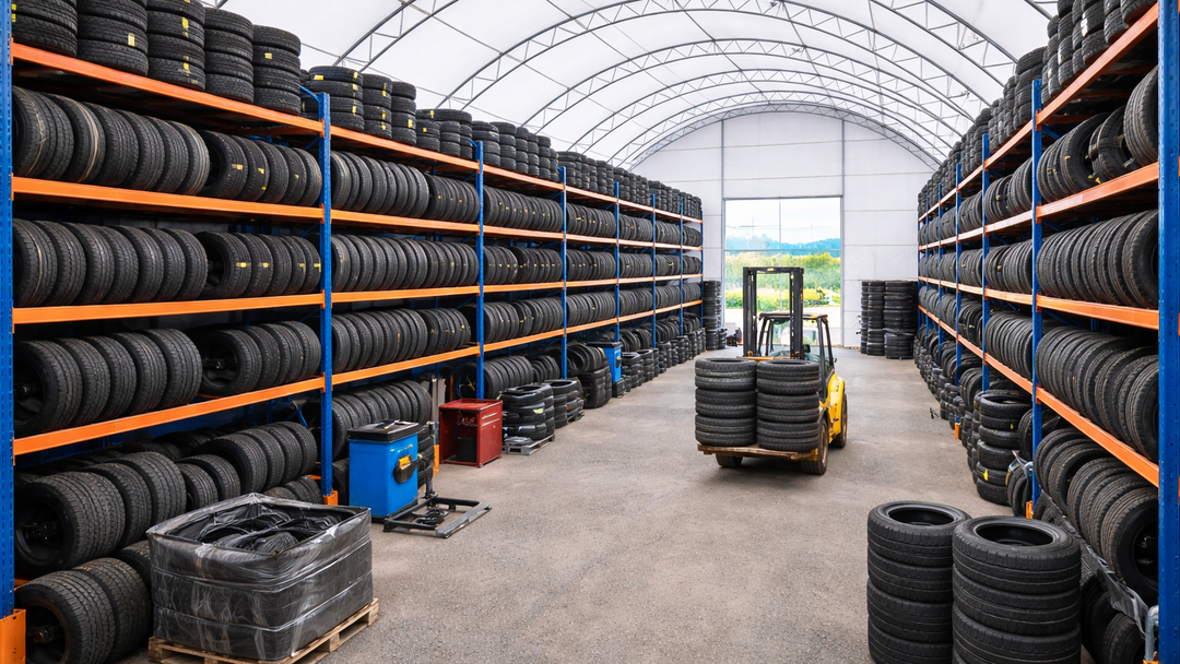 Plachtové haly pro skladování pneumatik